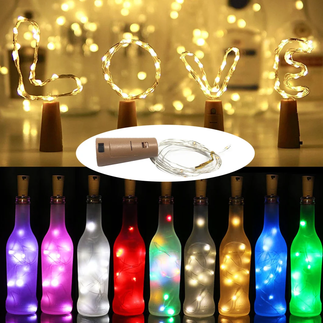 Cork Shaped Wine Bottle LED Silver Copper Wre String Light