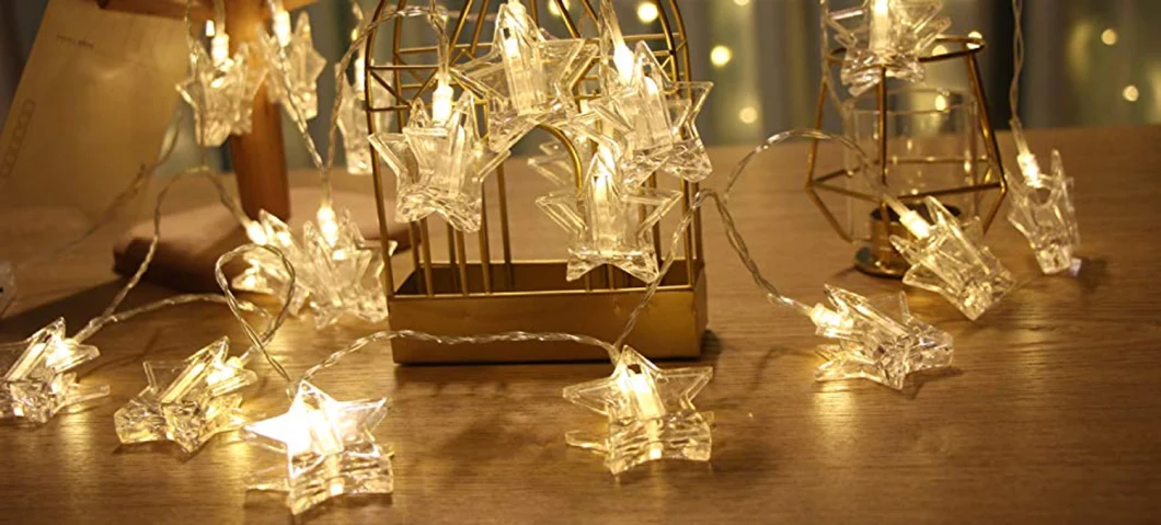 LED Star Photo Clips String Lights